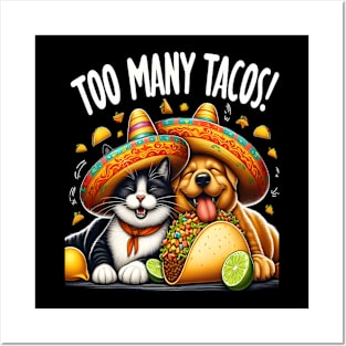 funny cat dog taco Time Cinco de mayo Posters and Art